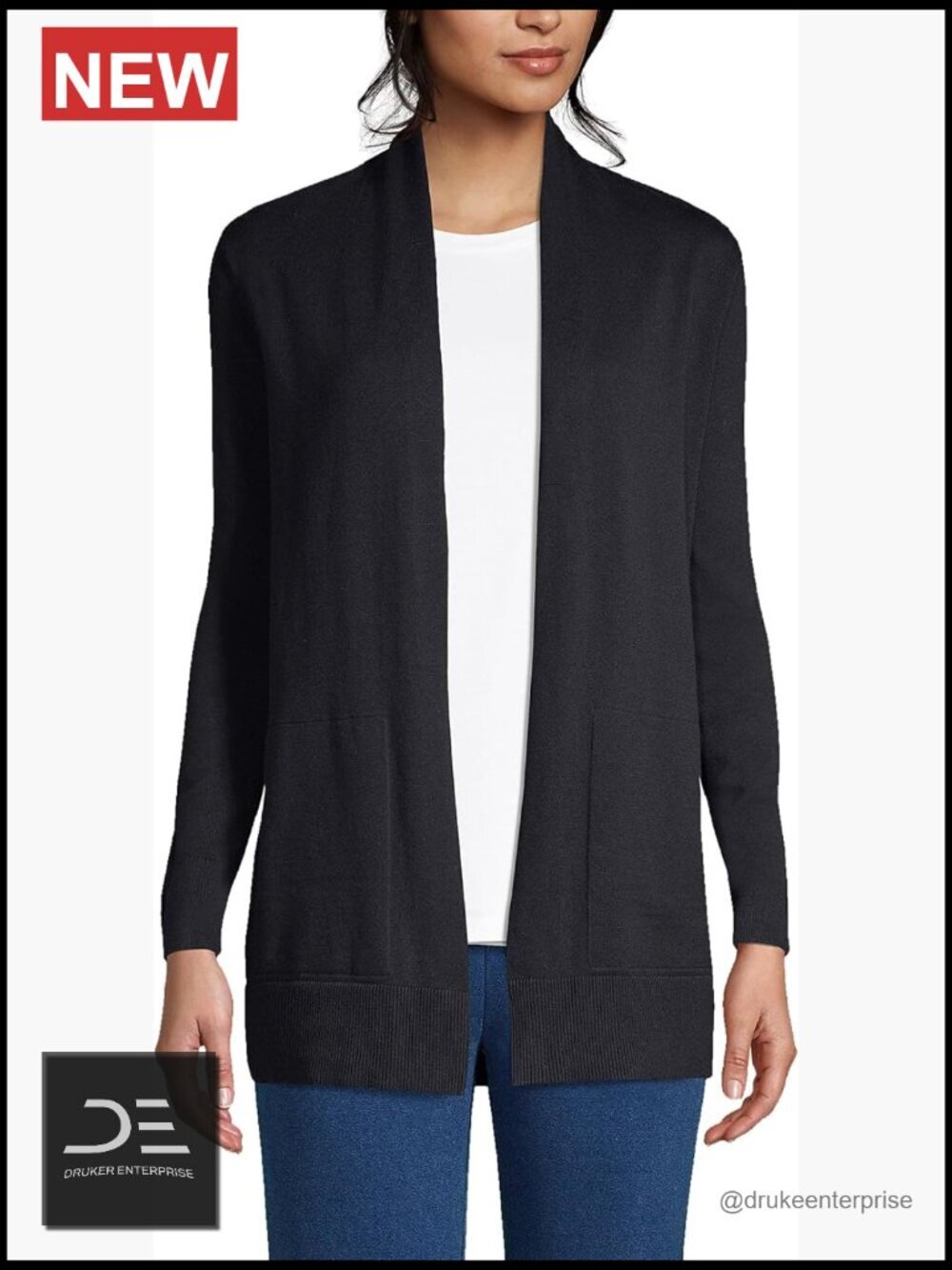 Women's Long Sleeve Open Cardigan Sweater - 100% Cotton, Lightweight, Tunic